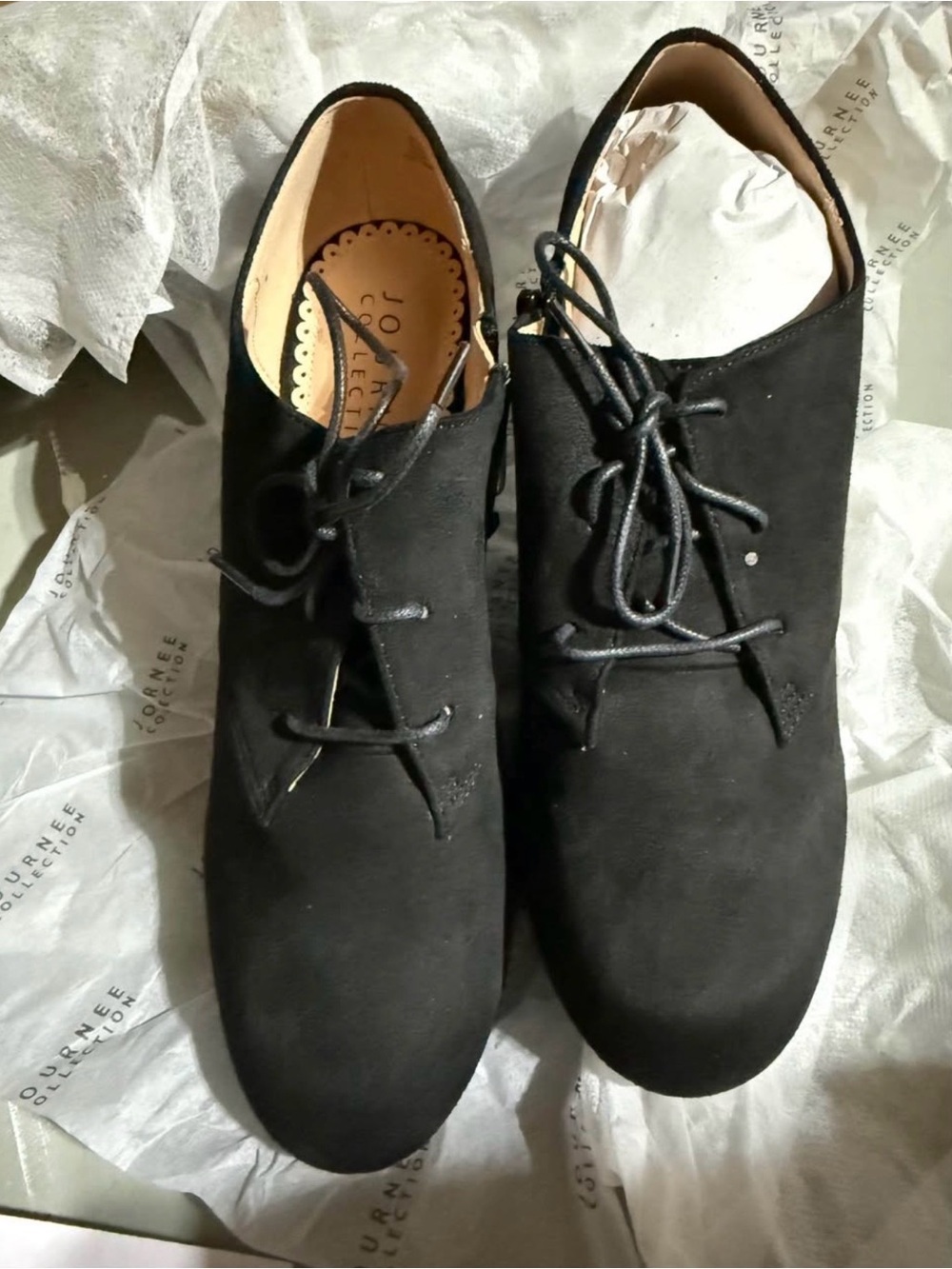 Journee Collection Black Lace-Up Ankle Booties size 11 Woman NWT